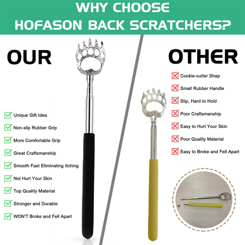 [Australia] - Back Scratcher for Men Women, HOFASON Bear Claw Telescopic Scratcher Back Massager Tool, Extendable Telescope Backscratcher Eliminating Back Itching Scratcher (3 Pack) Black 