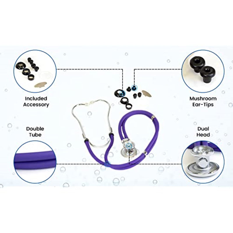 [Australia] - Primacare DS-9295-PU 30" Sprague Rappaport Style Stethoscope for Doctors, Nurses and Medical Students, First Aid Professional Dual Head Cardiology Kit for Men, Women and Pediatric, Purple 