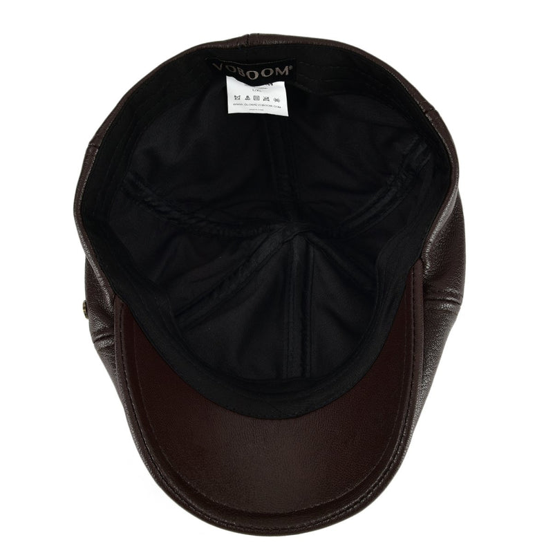 [Australia] - VOBOOM Lambskin Leather Ivy Caps Newsboy Hat 6 Panel Cabbie Beret Hat 7 1/8-7 1/4 Light Brown 