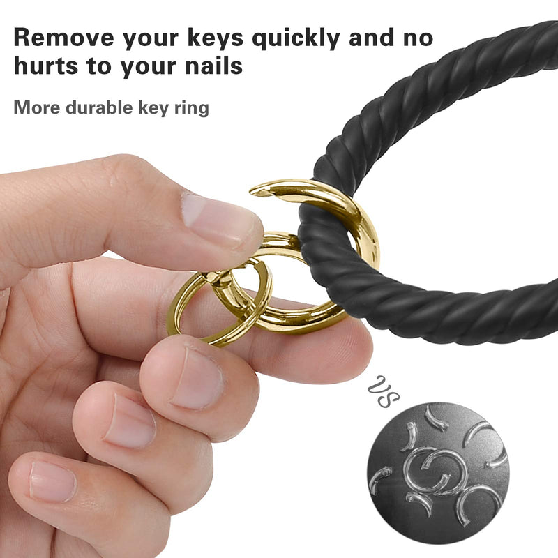 [Australia] - Key Ring Bracelet, YUOROS Keychain Bracelet Silicone Keychain Wristlet for Women Black 