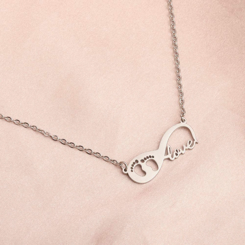 [Australia] - Baby Feet Love Infinity Necklace New Mom Necklace Gift for Your Friend Family necklace s 