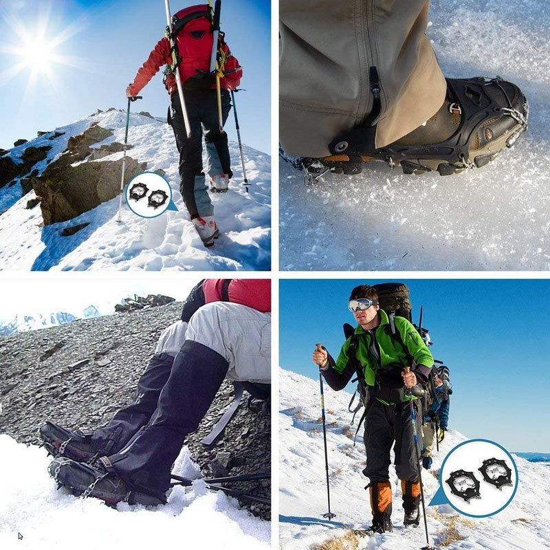 [Australia] - Uelfbaby Crampons Upgraded 19 Spikes Ice Snow Grips Traction Cleats System Safe Protect for Walking, Jogging, or Hiking on Snow and Ice (Fit S/M/L/XL/XXL Shoes/Boots) black Medium 