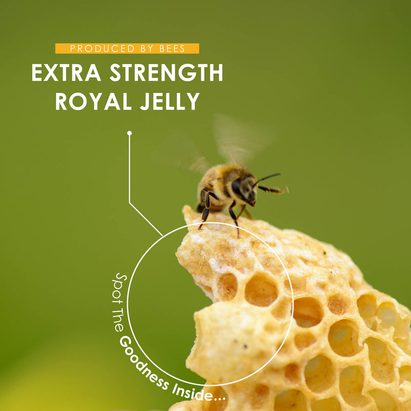 [Australia] - Raw Royal Jelly 9,000mg per Bag – Extra Strength 150mg per Softgel - Naturally Produced by Bees – Rich Source of Protein & Vitamins with 10-HDA, Non-GMO, Halal – 60 Softgels 