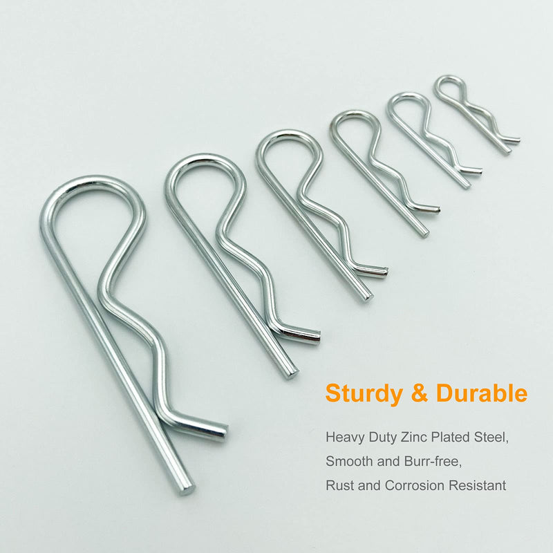 [Australia] - Jongdari Cotter Pins, 30 Pcs Zinc Plated Spring Fastener Assortment Kit, Heavy Duty Cotter Hairpin for Hitch Pin Lock Systems, Multiple Sizes M1.6 - M3.5, Silver 