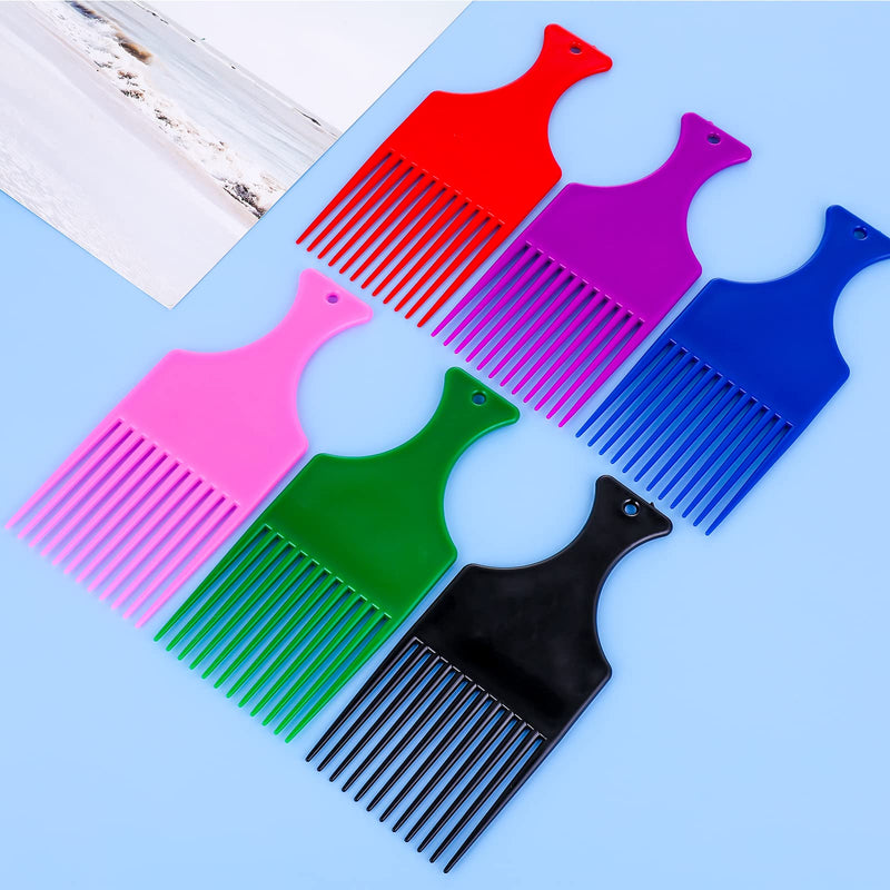 [Australia] - Molain 6 Pcs Afro Pick Hair Comb Smooth Hair Pick Comb Plastic Wide Tooth Hair Pick Comb Hairdressing Styling Tool for Natural Curly Hair Style 