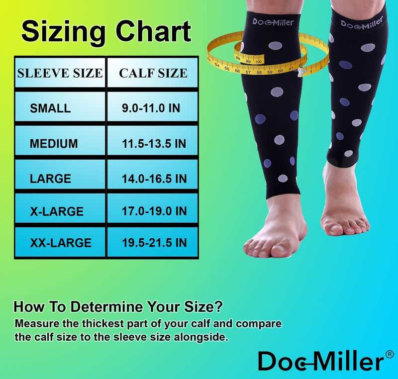 [Australia] - Doc Miller Calf Compression Sleeve Men Women, 20-30mmHg Medical Grade Leg Compression Sleeve for Shin Splints, Varicose Vein & Calf Muscles Recovery, 1 Pair Medium Black Violet White Polka Dots Black/VioletWhite 