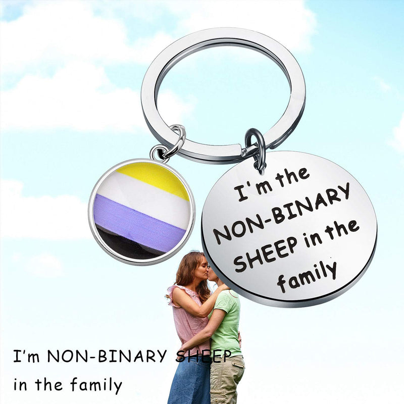 [Australia] - CHOORO Non-Binary Gift LGBTQIA Gay Enby Lesbian Gender Fluid Non Binary Pride Queer Gift Non Binary Flag I'm The Non-Binary Sheep in The Family Keychain NON-Binary keychain 