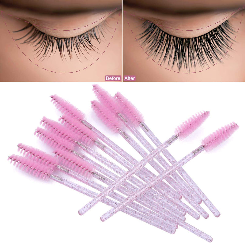 [Australia] - Tbestmax 200 Disposable Eyelash Brush Mascara Wands Spoolies for Eye Lashes Extension Eyebrow and Makeup Pink 