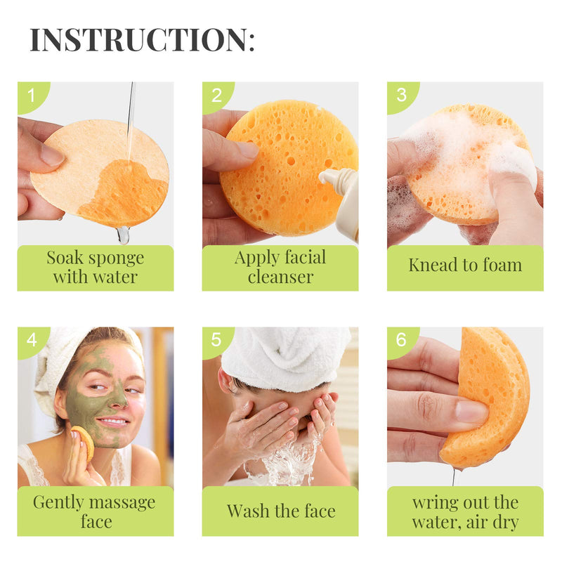 [Australia] - GAINWELL 50-Piece Compressed Natural Facial Sponges with Storage Container 