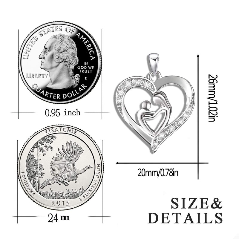 [Australia] - BGTY S925 Sterling Silver Heart Pendant Necklace Mother Child 