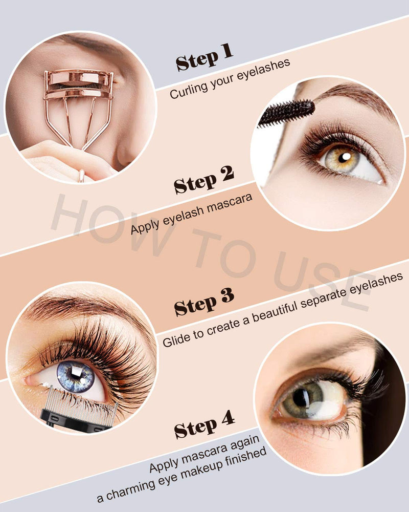 [Australia] - TPPICK Eyelash Curler Kit Metal Lash Curlers with Mascara Applicator Eyelashes Separator Comb & 6 Replacement Refill Pads (Rose Gold) Rose Gold 