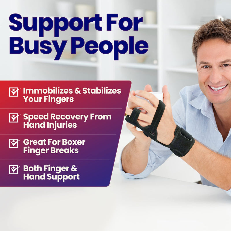 [Australia] - Metacarpal Finger Splint Hand Brace – Pinky Finger Splint For Boxer Fractures, Broken Ring, Little Finger Cast, Trigger Finger Immobilizer Straightener, Ulnar Gutter Splint Support Left - Small/Med Small/Medium (Pack of 1) 