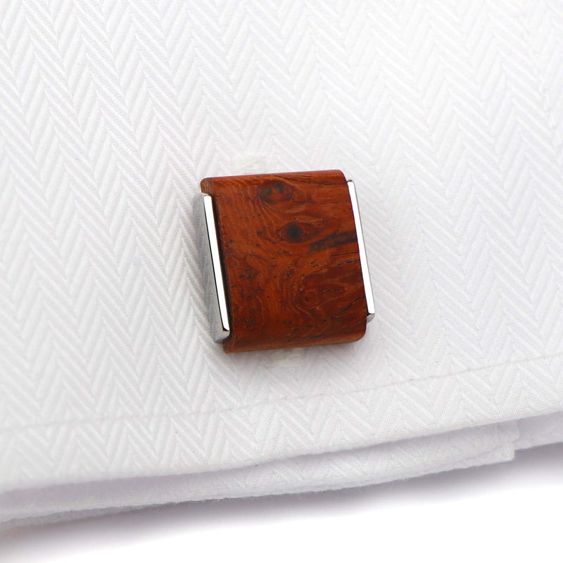 [Australia] - VIILOCK Mens Natural Handmade Rosewood Cufflinks Handcrafted Wooden Square Cuff Links Bruma Rosewood 