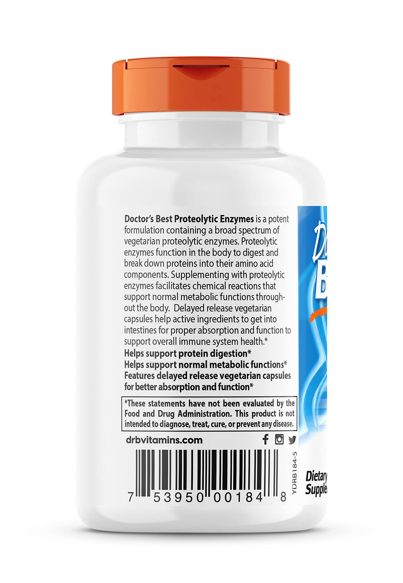 [Australia] - Doctor's Best Proteolytic enzymes, Digestion, Muscle, Joint, Non-GMO, Gluten Free, Vegetarian, 90 Veggie Caps 