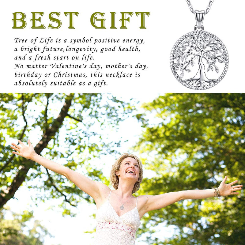 [Australia] - Aniu Silver Necklace for Women Girls, Family Tree of Life Sterling Silver Pendant with Fine Jewelry Gift Box, 18 Inches Chain for Wife Mom Grandma Girlfriend 