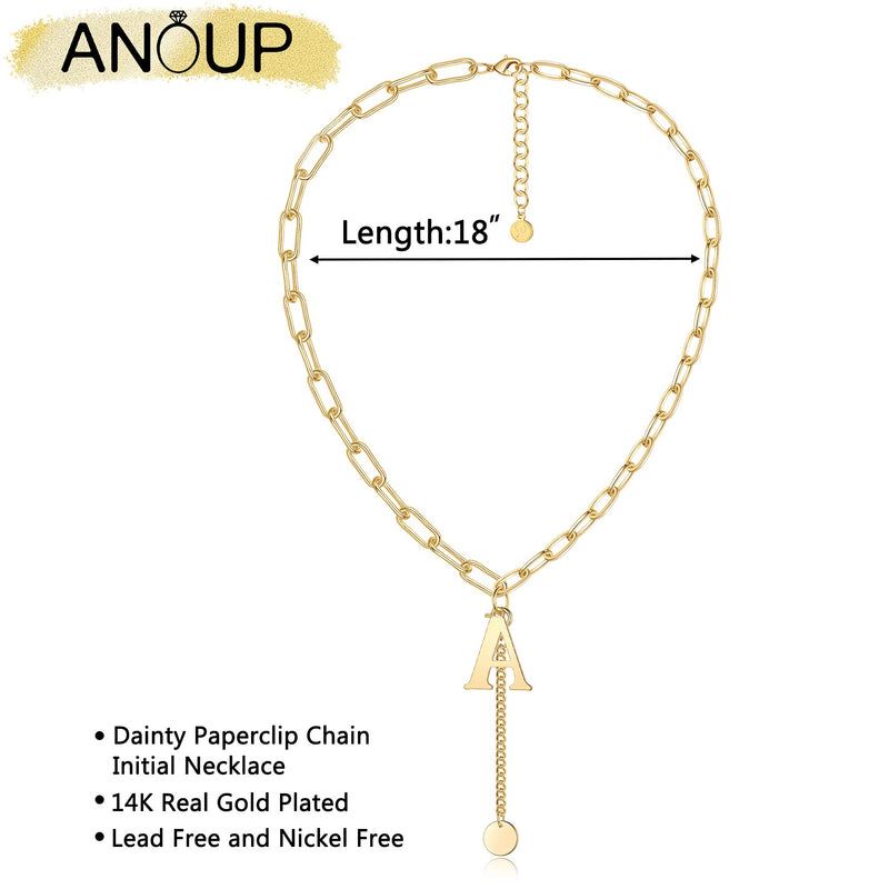 [Australia] - Gold Initial Necklaces for Women, 14K Gold Plated Paperclip Chain Necklace for Women Gold Necklace Initial Necklaces for Women Gold Choker Necklaces Gold Chain Necklaces for Women A 