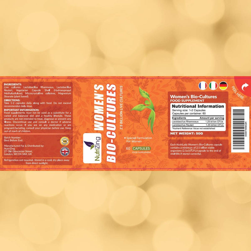 [Australia] - Live Cultures for Women. Nutritionist Formulated Special Bacterial Strains - Lactobacillus Reuteri and Lactobacillus Rhamnosus. Vegan & No Dairy. 2.5 Billion CFUs per Capsule by NutriZing 