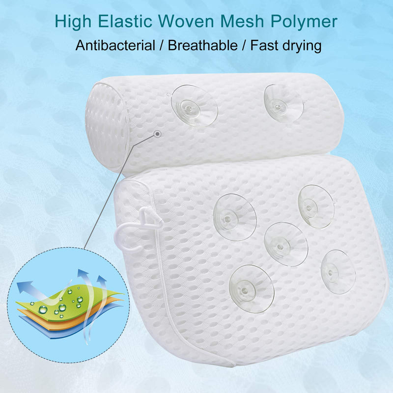 [Australia] - Docilaso Premium Bath Pillow, Bathtub Spa Pillow with 4D Air Mesh Technology and 7 Suction Cups - Comfortable for Shoulder, Neck Support, Great for all Bathtub, Hot Tub, Jacuzzi and Home Spa 