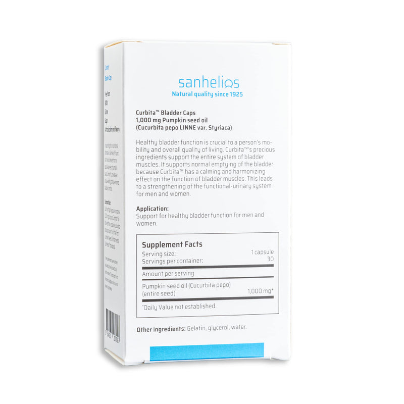 [Australia] - Sanhelios Curbita Bladder Caps Pumpkin Seed Oil 1,000mg - Healthy Bladder Function Support Supplement for Men & Women - Non-GMO, Sugar-Free, Preservative-Free, Gluten-Free - 30 Softgel Capsules 