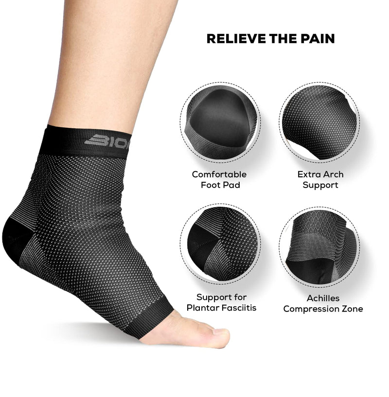 [Australia] - Plantar Fasciitis Foot Socks | Best Compression Sleeve for Ankle Arch & Heel Achilles Tendon Supports Brace | Men and Women Night Splint Pain Relief | Black S/M (Women 2 to 5.5 / Men 5.5 to 8) 