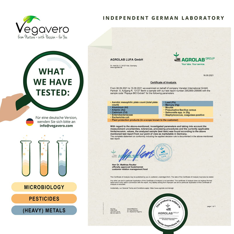 [Australia] - Papaya Vegavero® | 100% Organic | 1400mg Carica Papata Fruit Extract | NO Additives & Non-GMO | 120 Vegan Capsules 