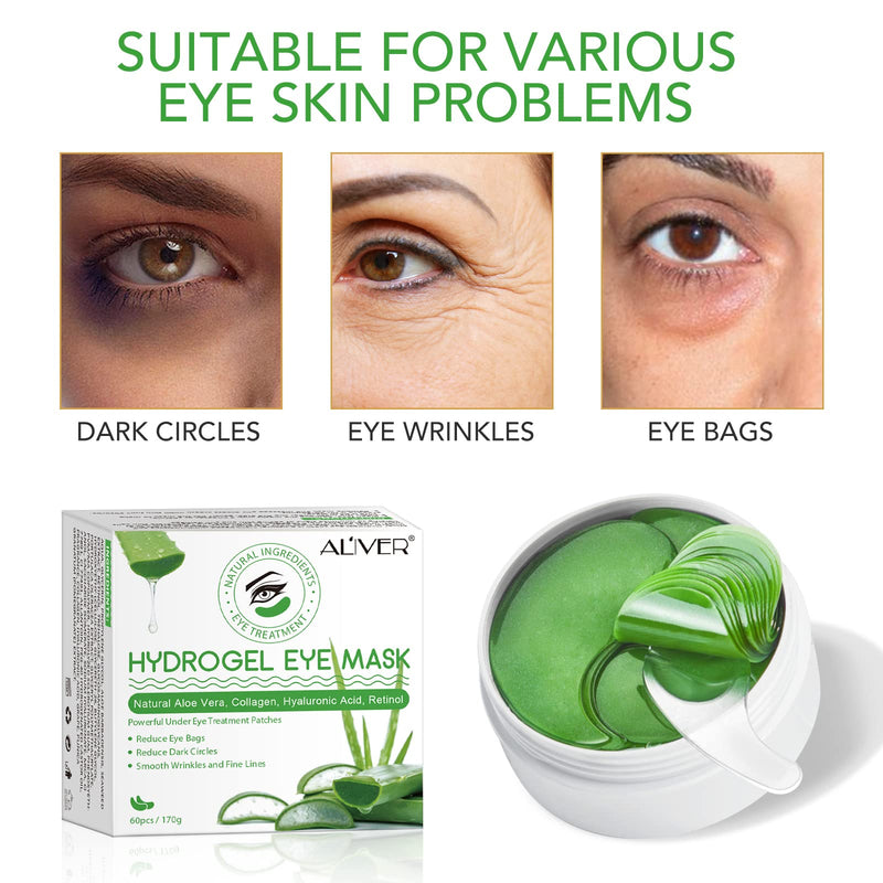 [Australia] - Aloe Vera Eye Patches,Hydrogel Eye Masks for Dark Circles,Anti Wrinkle Treatment,Under Eye Gel Pads,Eye Mask for Puffy Eyes, Skincare,Hydrating | 60 Pieces/30 Pair (aloe vera) Aloe Vera 