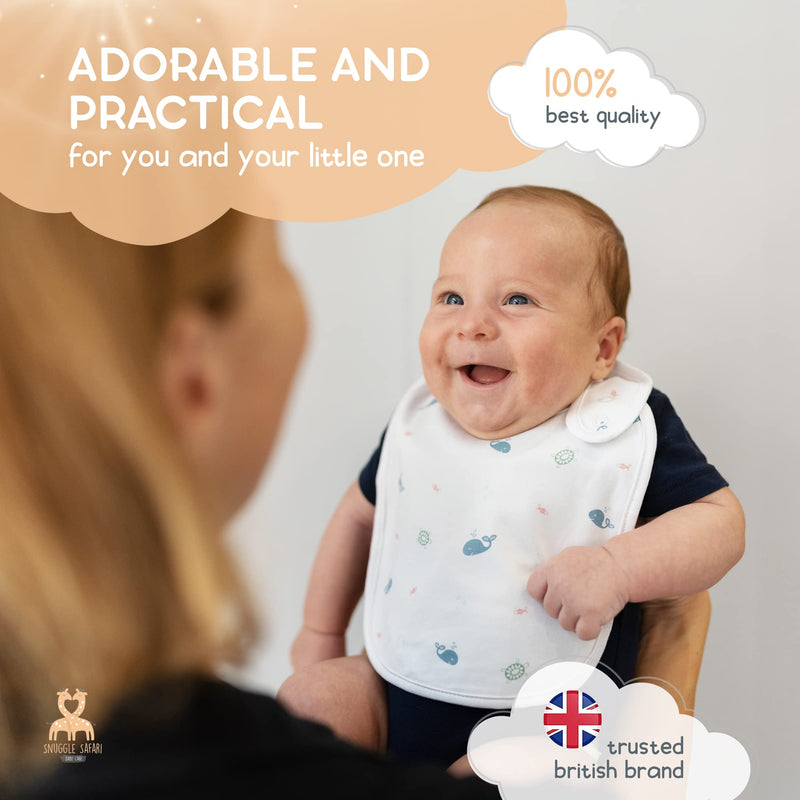 [Australia] - 3 Bamboo Baby Bibs | Plastic Backed Waterproof Bibs for Dribble, Feeding and Weaning | Soft, Absorbent Unisex Drool Bibs for Teething | Baby Essentials for Newborn | Baby Bibs 0-6 Months 