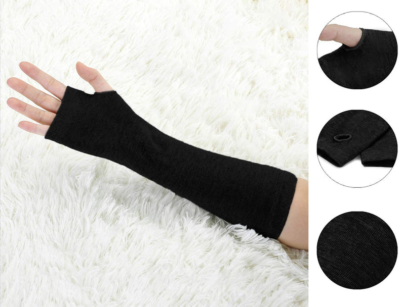 [Australia] - Allegra K Unisex Classic Fashion Stretch Fingerless Arm Warmmer Oversleeve One Size Black 