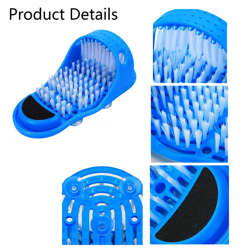 [Australia] - Magic Feet Cleaner, Xfaiz Blue Feet Cleaner Washer Brush Exfoliate Cleaner Bristle Slipper No Bending Foot Massager for Washer Shower Spa Massager Slippers (1),28.5*11.5cm 1 