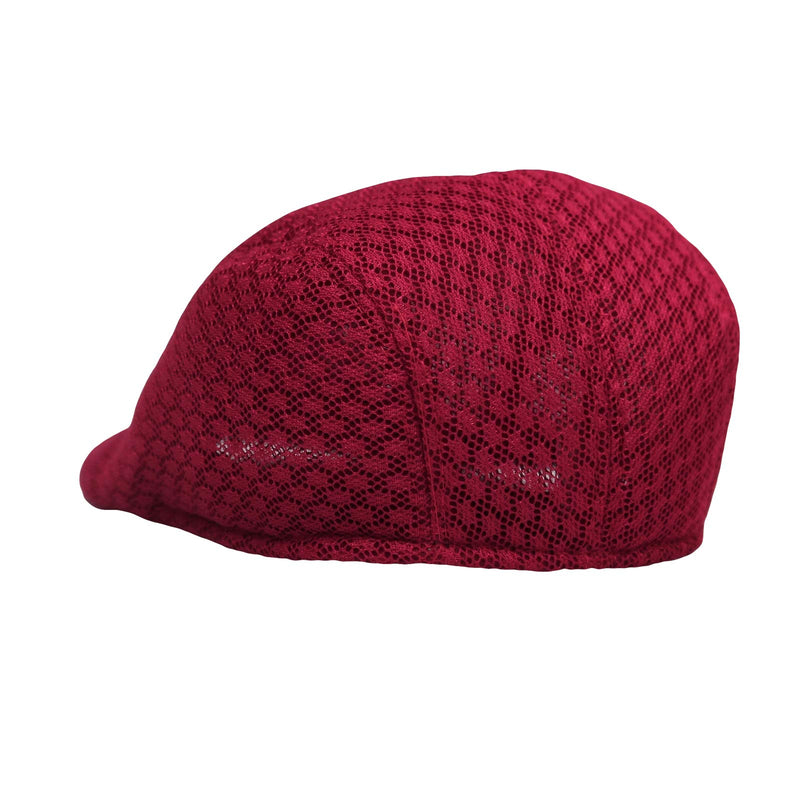 [Australia] - WITHMOONS Breathable Mesh Summer Hat Newsboy Ivy Cap Cabbie Flat Cap UZ30053 One Size Red 