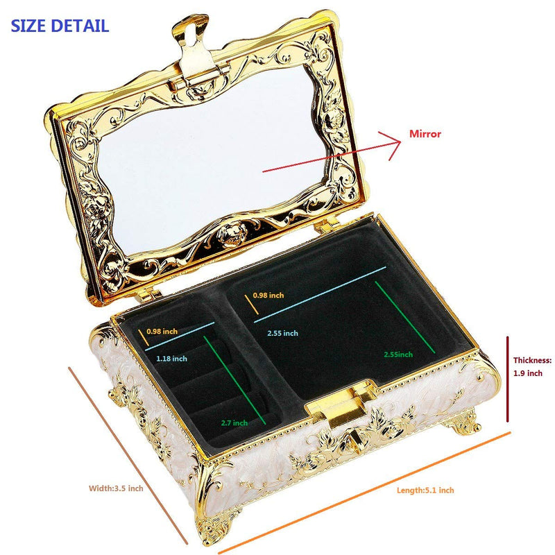 [Australia] - TUMBEELLUWA Metal Jewelry Box Rectangular Shape Enameled Small Trinket Storage Organizer Case with Mirror for Rings Earrings Necklace Home Decor,Purple Box with Castle Purple Box/Castle 
