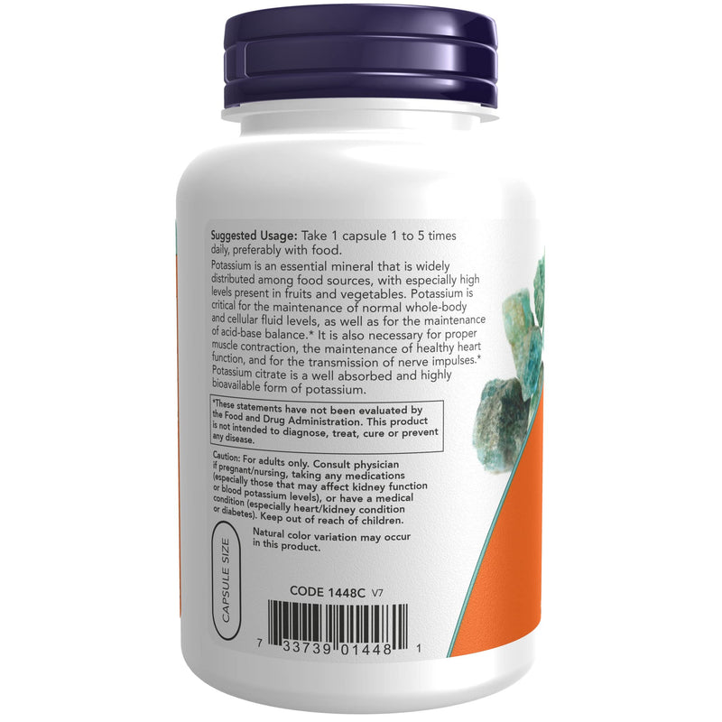 [Australia] - NOW Supplements, Potassium Citrate 99 mg, Supports Electrolyte Balance and Normal pH*, Essential Mineral, 180 Veg Capsules 