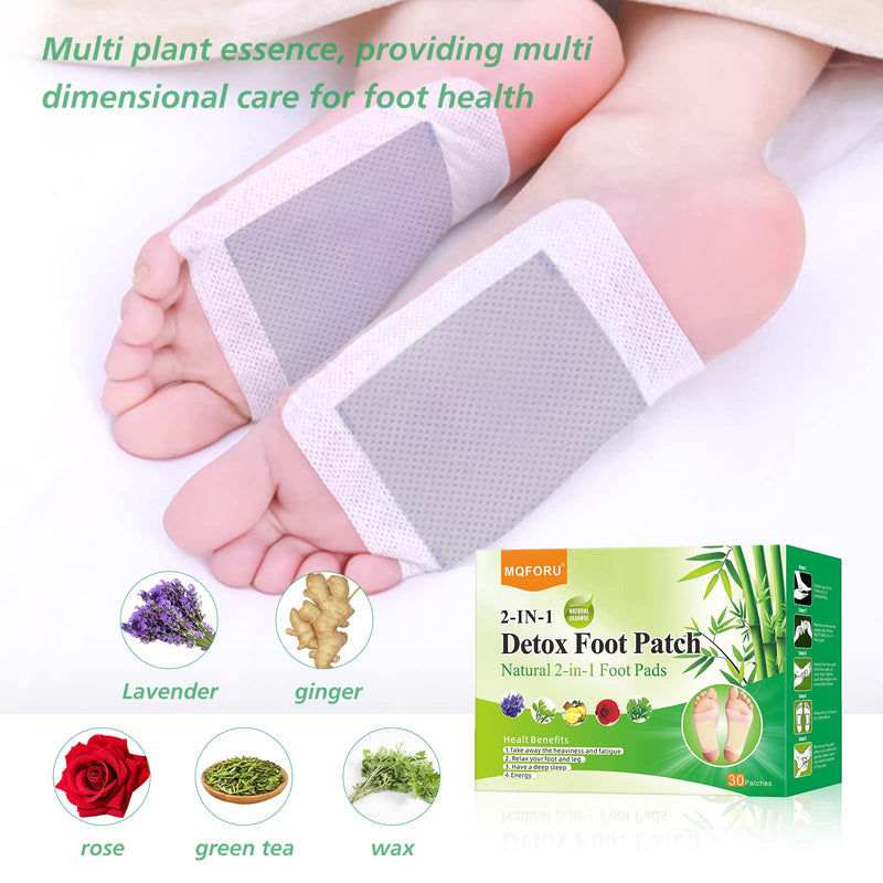 [Australia] - Detox Foot Patches, 2 in 1 Deep Cleansing Detox Foot Pads, Natural Bamboo Vinegar Adhesive Sheets Foot Patch for Stress Relief & Deep Sleep,30 Pads 