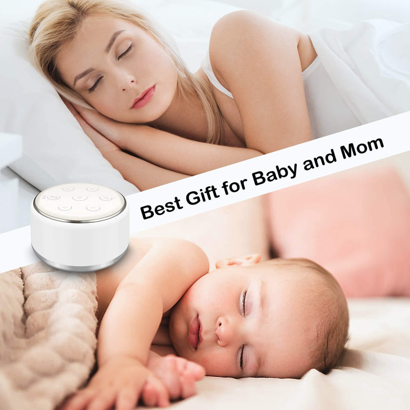 [Australia] - White Noise Machine for Sleeping Baby Kids – Portable Sound Machine with Night Light, USB Rechargeable, 34 Soothing Noises, Auto-Off Timer, Sleep Machine for Adults Babies Lullaby Travel Home White 