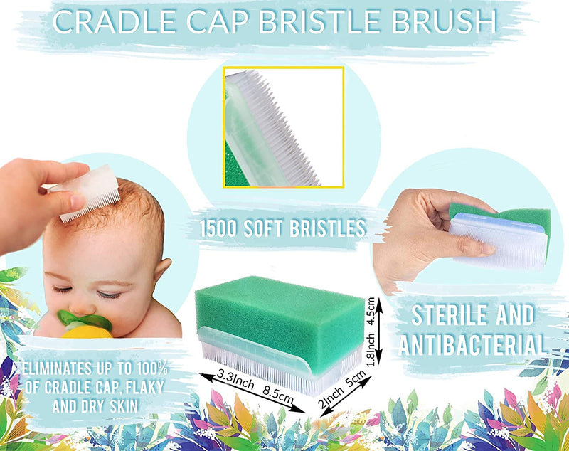 [Australia] - Cradle Cap Brush Baby Sponges for Bath Newborn | 5-Pack Baby Sponge Cradle Cap Treatment | Baby Brush Cradle Cap Comb | Baby Bath Sponge Brush Blue, Green, White 