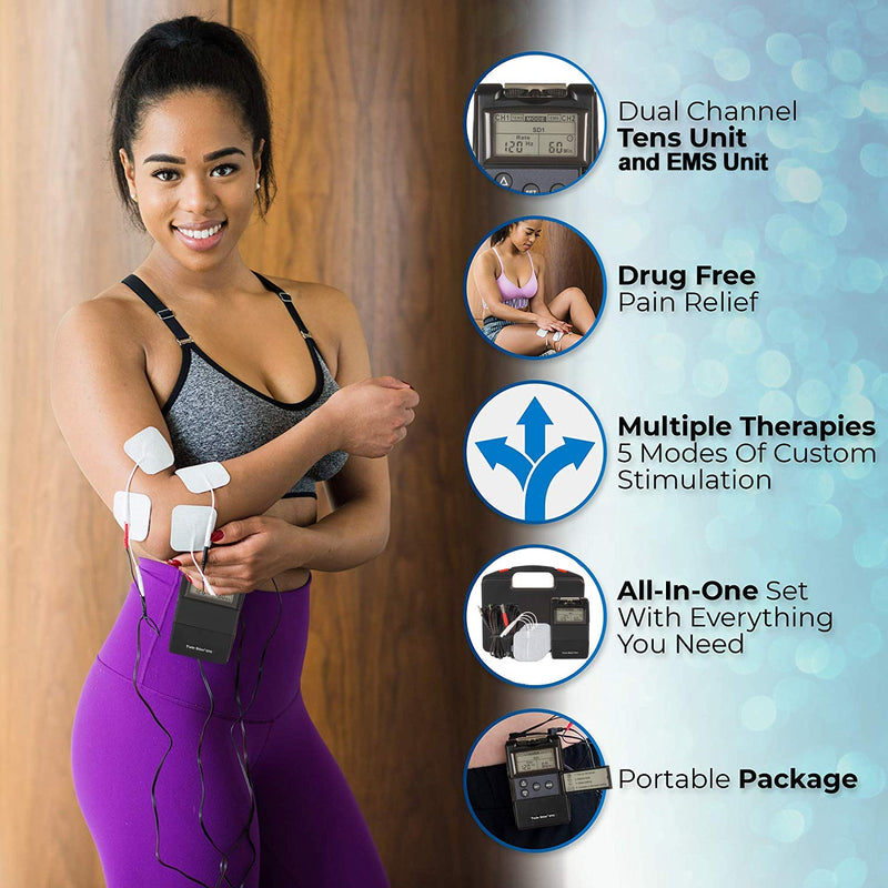 [Australia] - Roscoe Medical TENS Unit and EMS Muscle Stimulator - OTC TENS Machine for Back Pain Relief, Lower Back Pain Relief, Neck Pain, or Sciatica Pain Relief, Clinical Strength Stim Machine 