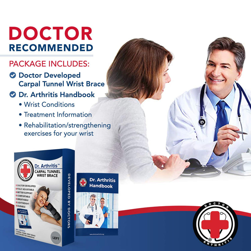 [Australia] - Doctor Developed Carpal Tunnel Wrist Brace Night & Wrist Support & Sleep Brace [Single] (with splint) -Registered Class I Medical Device & Doctor Written Handbook - Fully Adjustable to Fit any Hand (Left) Left - Splint Support 