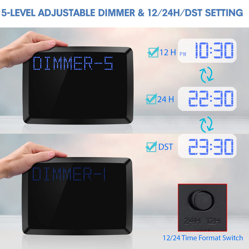 [Australia] - Digital Wall Clock, 11.5" Extra Large Display Calendar Alarm Day Clock with Date and Day of Week, Temperature, USB Charger & 3 Alarms, LED Desk Clock for Office,Living Room,Bedroom,Elderly 