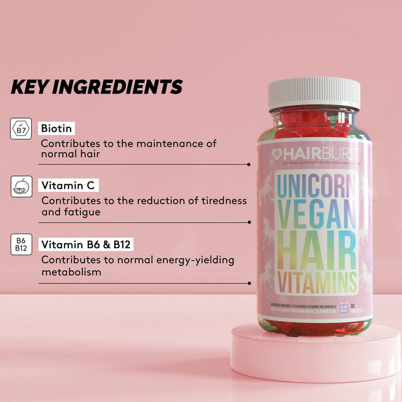 [Australia] - Chewable Vegan Hair Vitamins - Hair Vitamins for Growth and Hair Loss – Hair Supplements for Both Men and Woman - Biotin Hair Growth Vitamins - 1 Month Supply - 60 Gummies - by Hairburst 