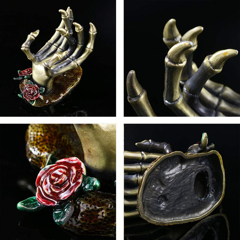 [Australia] - Gothic Valentine Rose Skeleton Hand Jewelry Holder Rings Necklaces and Jewellery Accessories Hand Form Display Holders 