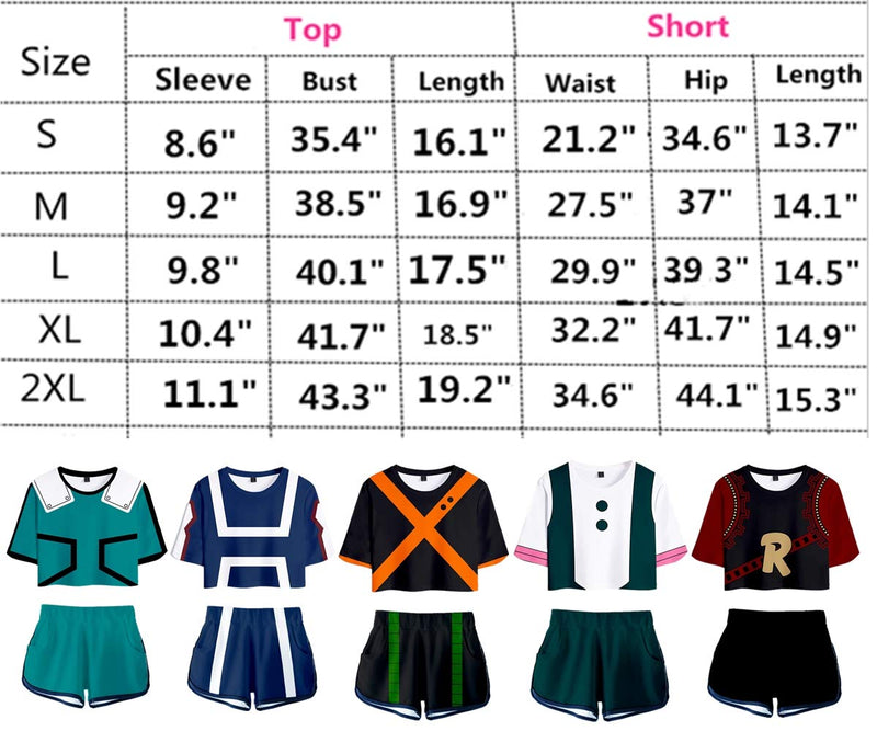 [Australia] - My Sky 2 Piece Boku No Hero Outfits for Women Crop Top and Short Pants Sets Small Black/Orange 