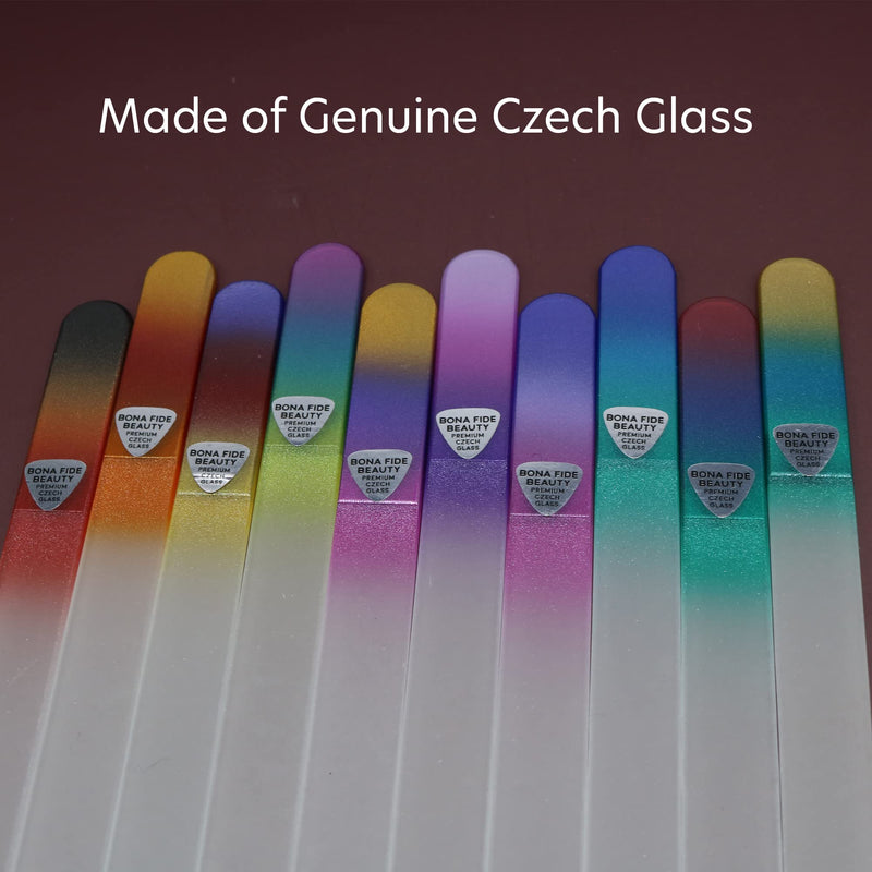 [Australia] - Glass Nail Files for Natural Nails, Fingernail Files, Manicure Set Nail Care, Gentle Comfortable Filing, Leaves Nails Smooth - Bona Fide Beauty 10-Piece Premium Czech Crystal Nail Files 10 Count (Pack of 1) 
