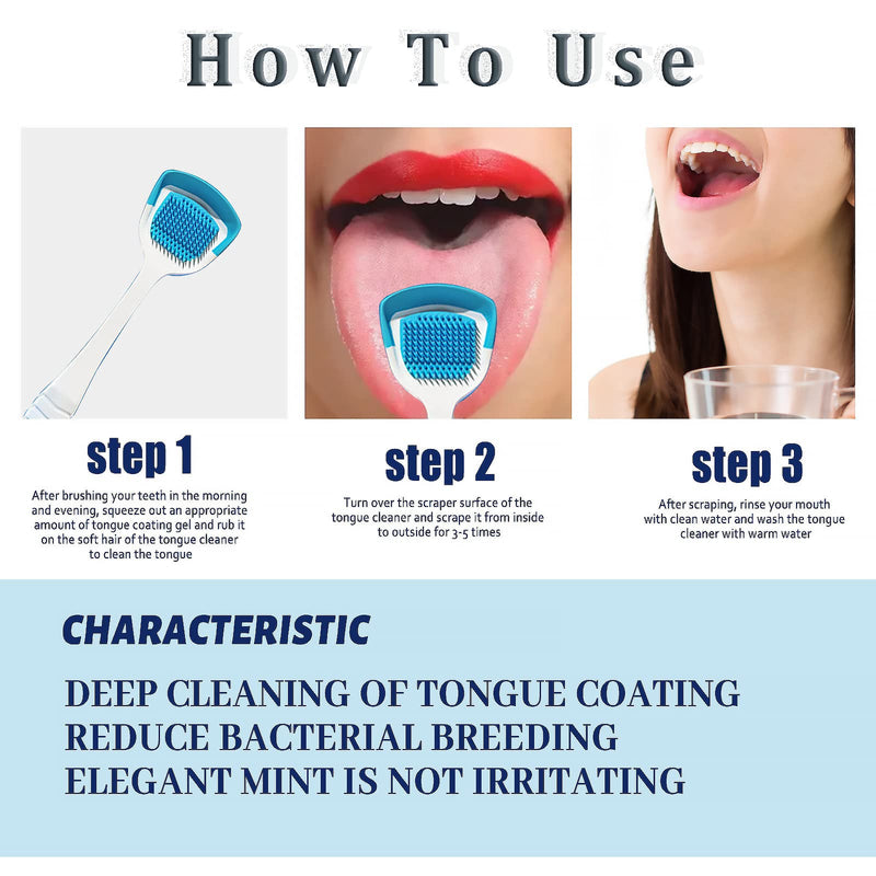 [Australia] - Tongue Cleaner Gel with Tongue Brush, Tongue Cleaner for Reduce Bad Breath, Tongue Cleaner Kit Fresh Mint for Maintain Mouth Health and Oral Care (A) A 