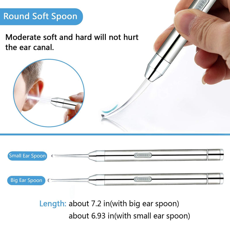 [Australia] - Earwax Removal Kit 5 Pcs, Ear Wax Cleaning Tool Set, Ear Pick with LED Light USB Charging, Stainless Steel Ear Curette, Earwax Tweezer, Ear Canal Dilator, Ear Wax Remover Tool with Storage Box 