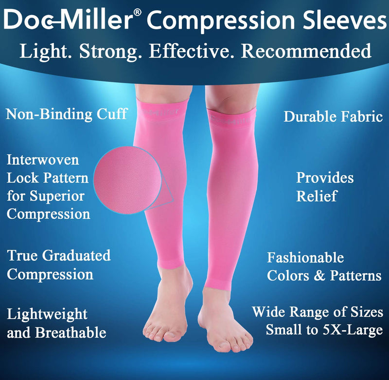 [Australia] - Doc Miller Calf Compression Sleeve Men and Women - 20-30mmHg Shin Splint Compression Sleeve Recover Varicose Veins, Torn Calf and Pain Relief - 1 Pair Calf Sleeves Pink Color - Medium Size 