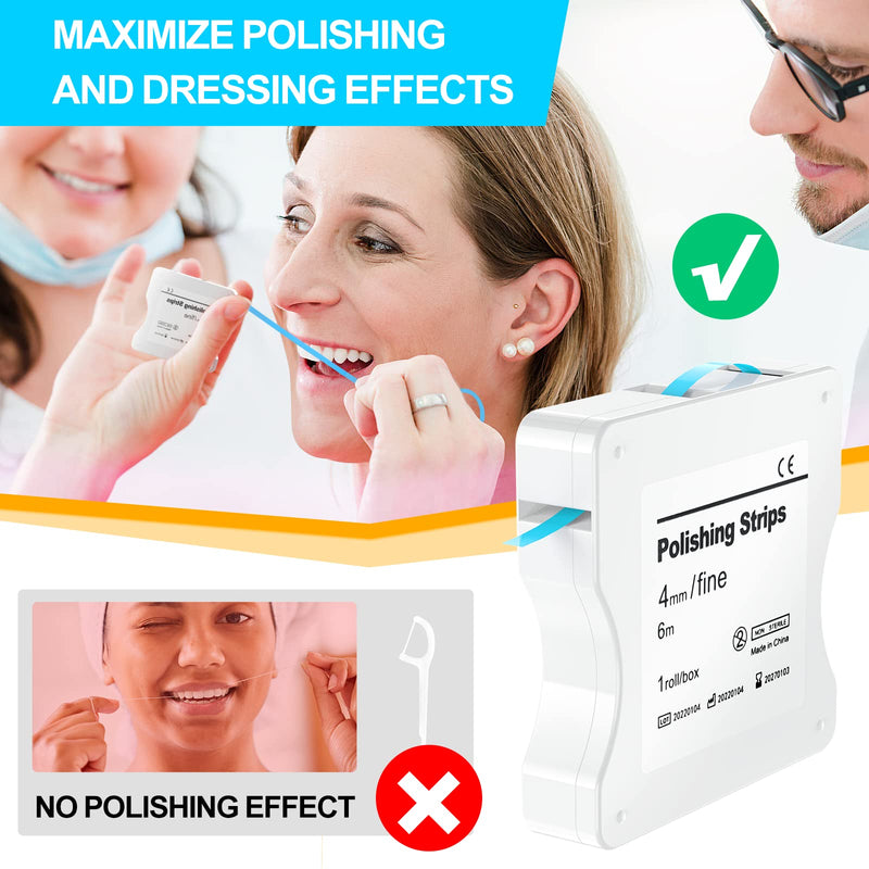 [Australia] - AISEELY Dental Polishing Strips, 1Pc Whitening Strip, 4mm Tooth Sandpaper Thickness Teeth Resin Tooth Interdental Grinding Tool, 6m/Rolls/Box (Blue-Fine) Blue 