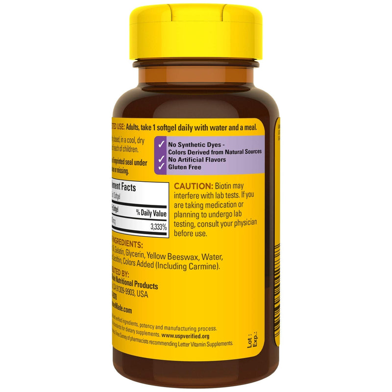 [Australia] - Nature Made Biotin 1000 mcg, Dietary Supplement Supports Healthy Hair & Skin, 120 Softgels, 120 Day Supply 120 Count (Pack of 1) 