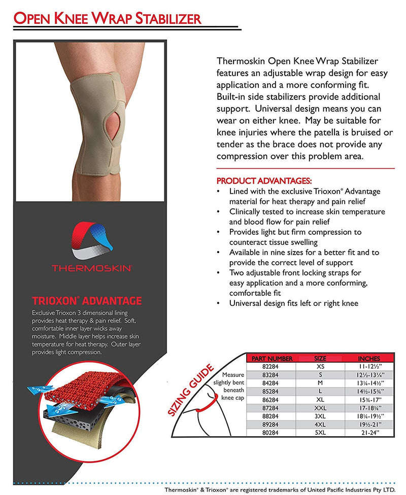 [Australia] - Thermoskin Open Knee Wrap Stabilizer Knee Brace, Beige, XX-Large 