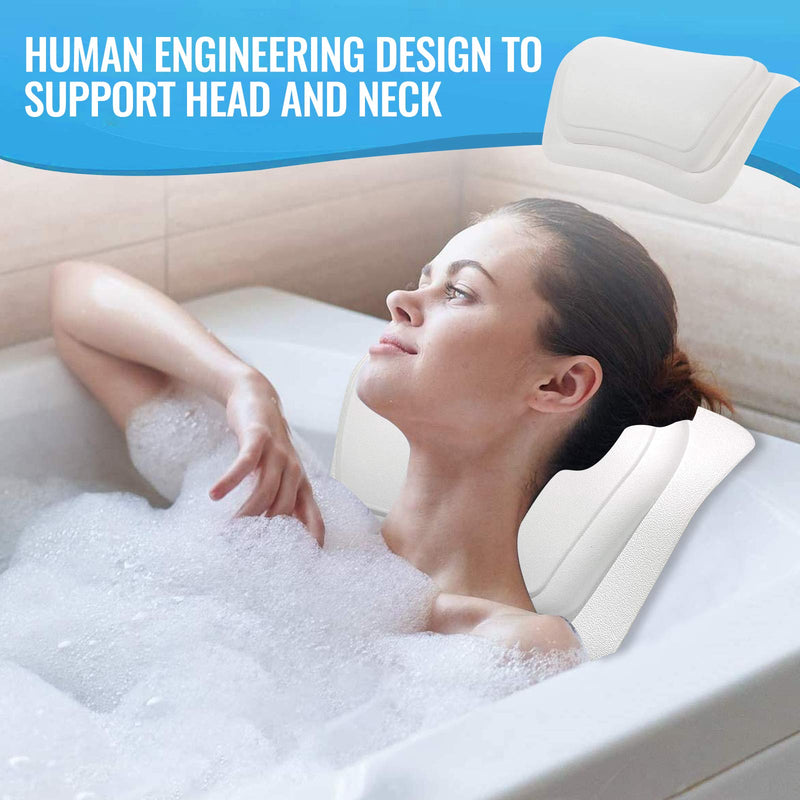 [Australia] - Femoco NEW Generation Spa Bathtub Pillow, One-Piece Molding Seamless Technology Water Resistant Hot Tub Pillow, Human Engineering Design to Support Head and Neck. Headrest Bath Pillow (13x8 in.) 