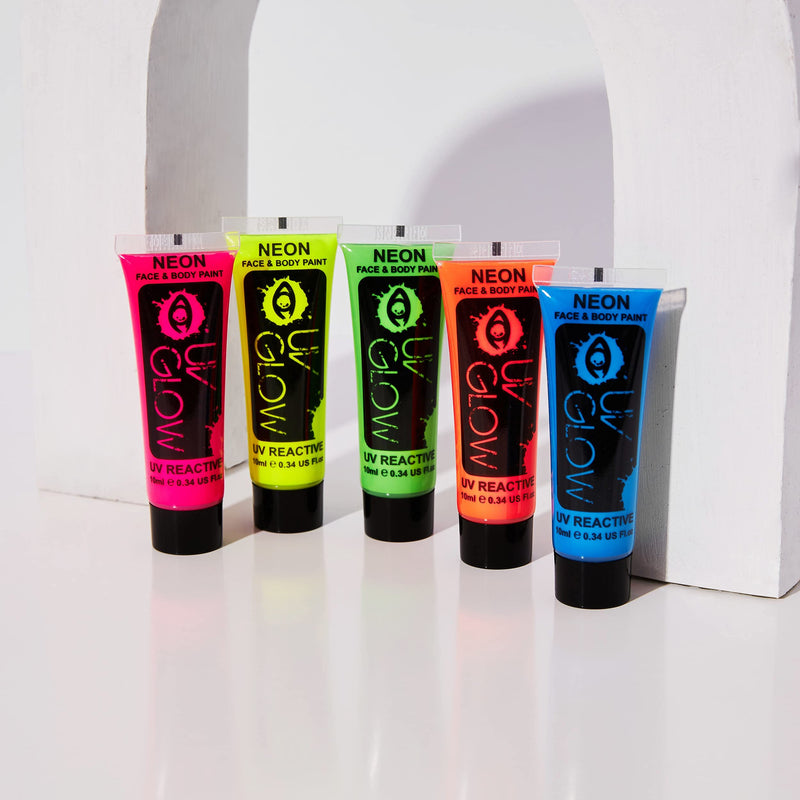 [Australia] - UV Glow Blacklight Neon Face and Body Paint - 0.34oz Set of 5 tubes - Fluorescent 